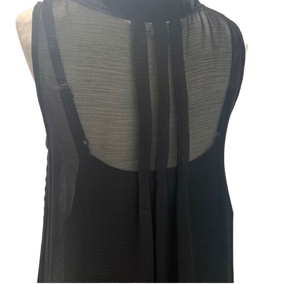 Staring at Stars Black Lace Pleated tunic dress sheer underlay adjustable straps - Picture 5 of 16